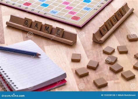 Scrabble Board Game With The Scrabble Tile Spell `game Night` Editorial