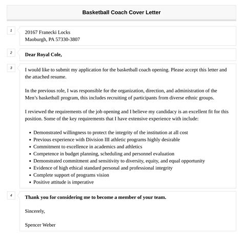 Basketball Coach Cover Letter Velvet Jobs