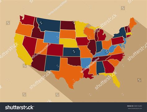 Usa Map Vector Illustration Stock Vector Royalty Free 598516283 Shutterstock