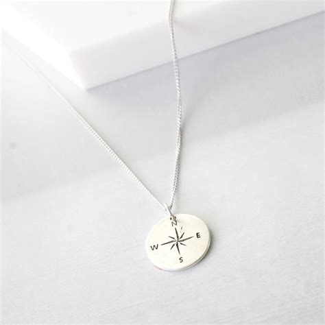 Sterling Silver Compass Necklace Personalised By Attic