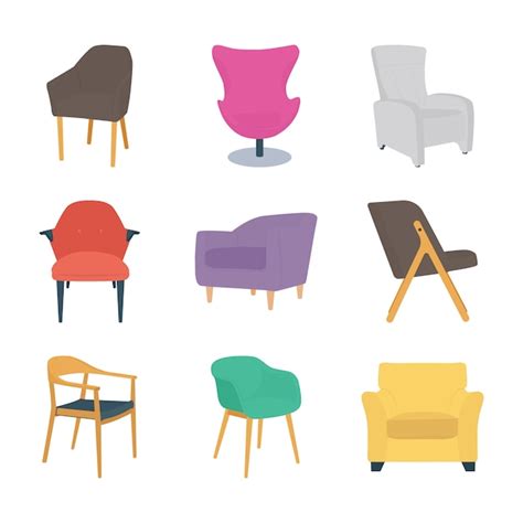 Premium Vector Chairs Flat Icons Set