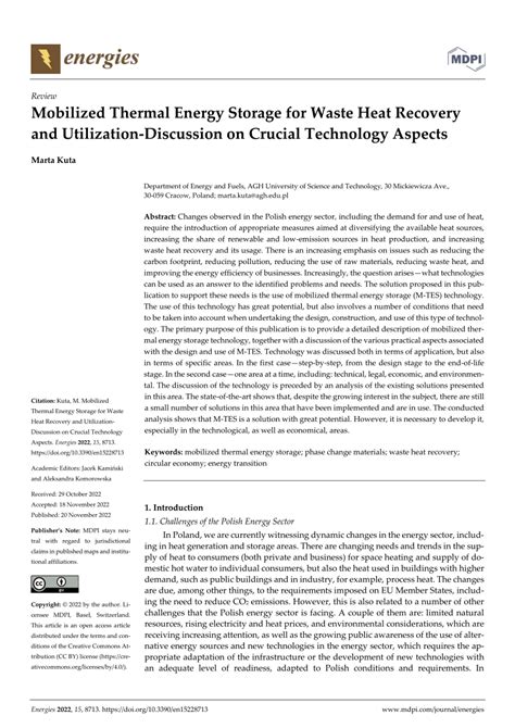 Pdf Mobilized Thermal Energy Storage For Waste Heat Recovery And