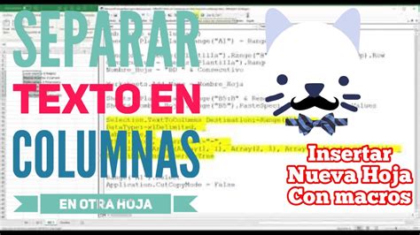 Macro Separar TEXTO En COLUMNAS En Distintas Hojas YouTube