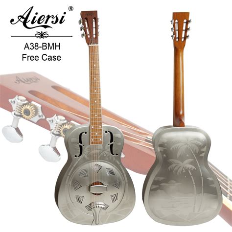 Single Cone O Style Matt Chrome Sandblasted Brass Resonator Guitar Aiersi Guitar