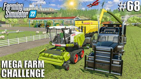 Harvesting 500 000l Liters Of Grass Silage W Custom Claas Mega Farm Ep 68 Farming Simulator