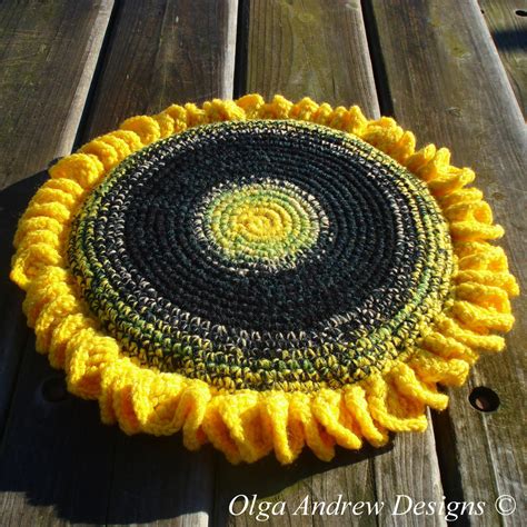 Sunflower Chair Seat Cushion Crochet Pattern Crochet Sunflower Pattern