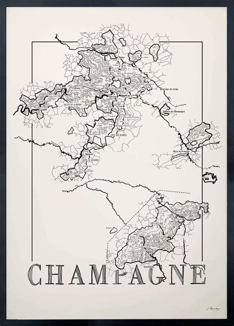 Wine Map of Champagne, Champagne Wine Region Map - Etsy