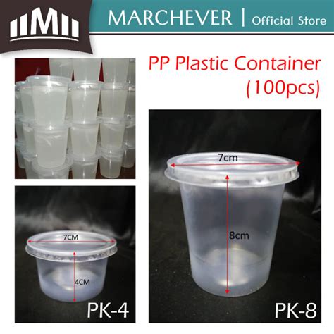 PP Round Plastic Container 100pcs Bekas Jeli Bekas Dadih Lazada