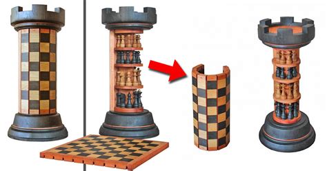 This Incredible Rook Tower Has A Pack Away Flexible Wooden Chess Board