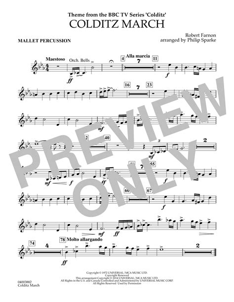 Colditz March Arr Philip Sparke Mallet Percussion Sheet Music