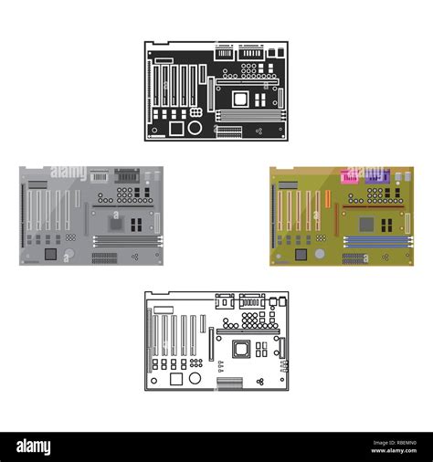 Icono De La Motherboard En El Estilo De Dibujos Animados Aislado Sobre