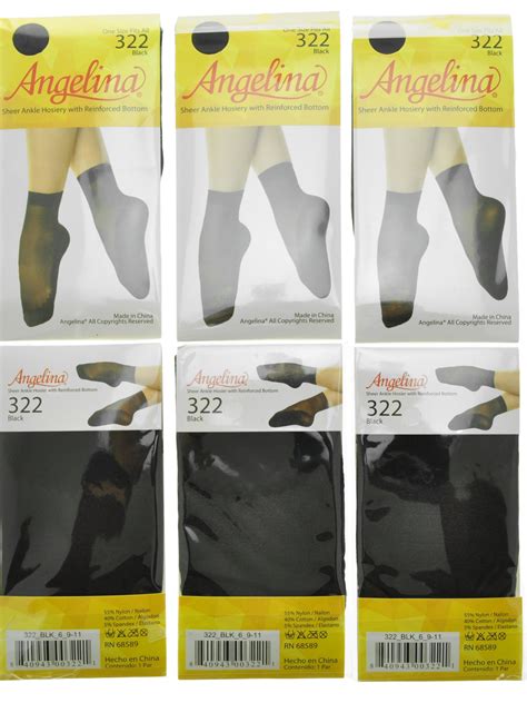 Angelina Sheer Ankle Hosiery With Reinforced Bottom 6 Pairsankle