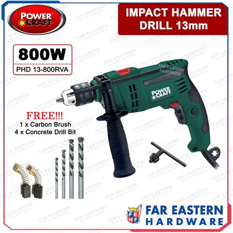 Powercraft Impact Hammer Drill 13mm Free 4pcs Concrete Drill Bit 800w