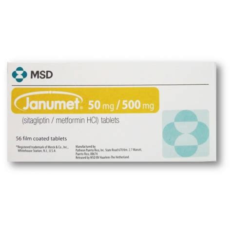 Janumet ® 50 500 Mg Sitagliptin Metformin Hydrochloride 56 Film