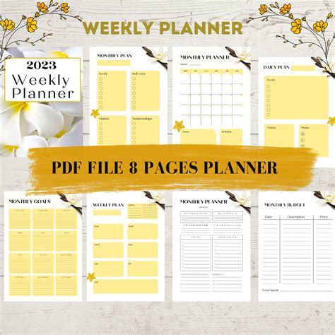 Weekly Planner 2023 Weekly Planner Monthly Planner 2023 Weekly Planner Printable Planner Etsy