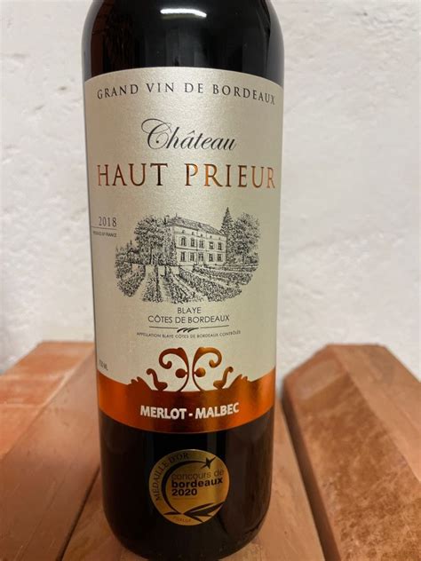 2020 Château Haut Prieur France Bordeaux Blaye Côtes de Bordeaux