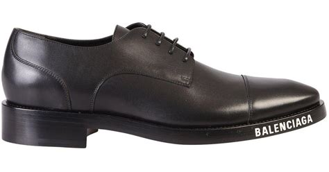 Balenciaga Leather Logo Detail Derby Shoes In Black For Men Lyst