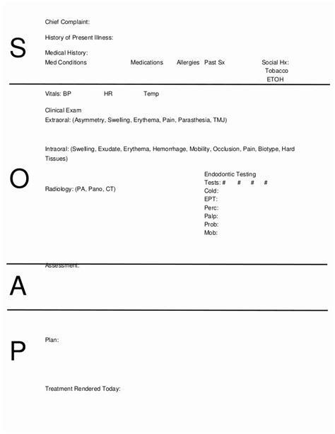 Printable Dental Soap Note Template Printable Templates