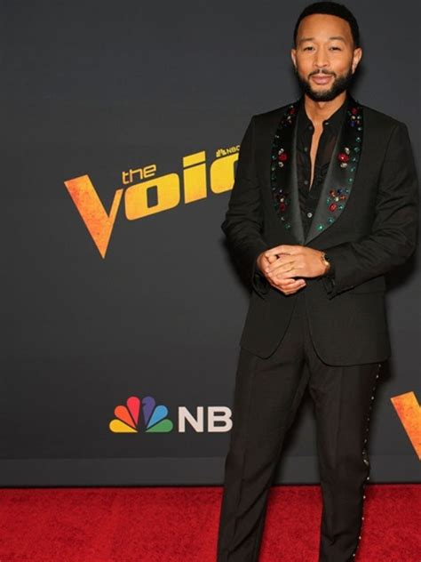 John Legend The Voice Black Suit With Embroidered Lapel Collar