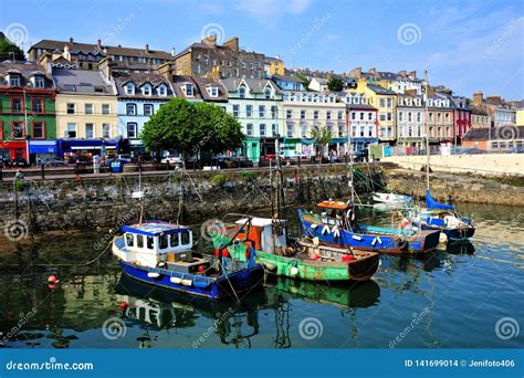 Old Boats And Colorful Harbor Buildings Cobh County Cork Ireland