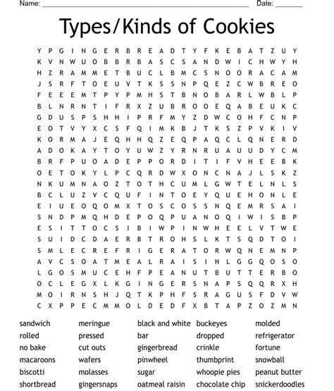 Types Kinds Of Cookies Word Search Wordmint