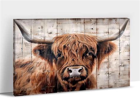 Guttaty Highland Cow Canvas Wall Art Farmhouse Wall Decor