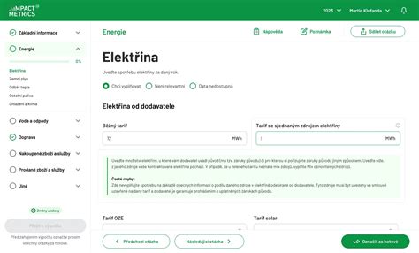 Výpočet uhlíkové stopy Impact Metrics