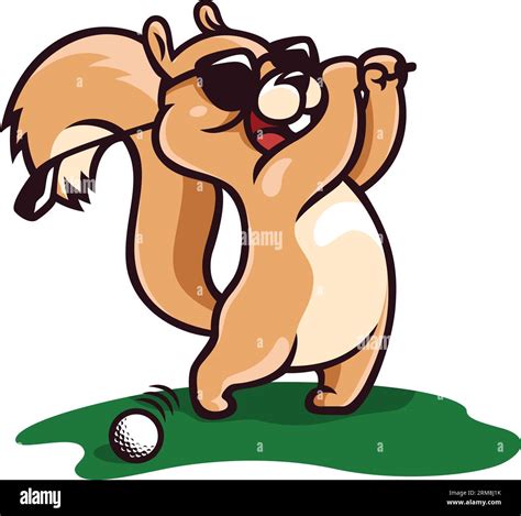 Funny Golfer Squirrel Swinging Golf Club Stock Vector Image And Art Alamy