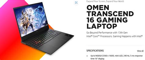 Hp Omen Transcend 16 Memperlihatkan Rekaan Nipis Dengan Prestasi