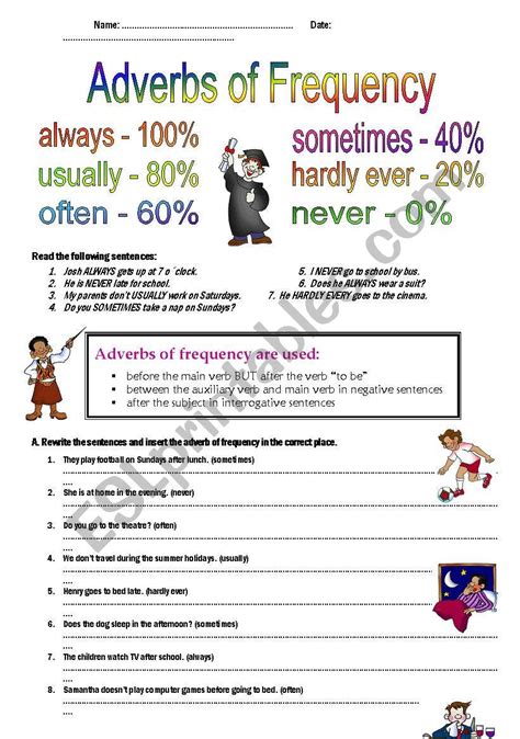 Adverbs Of Frequency Esl Worksheet By Sandyv12