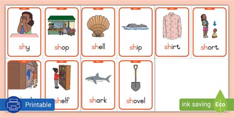 Grade 1 Phonics Sh Flashcards Nauczyciel Wykonał