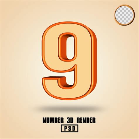 premium psd  render number  cream orange color