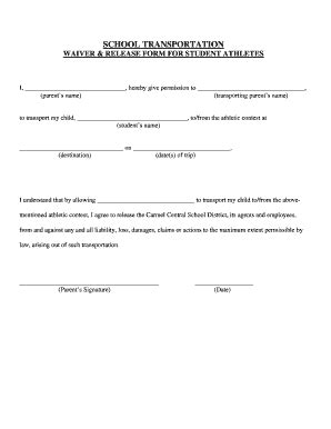 Transportation Waiver Form Template - Transport Informations Lane