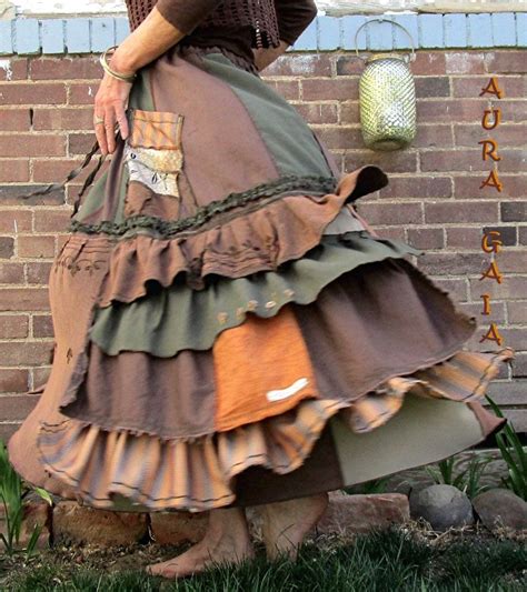 AuraGaia Lady Of The Forest Poorgirl S Upcycled Skirt Raw Edges