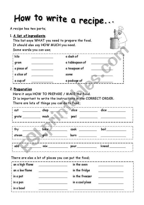 How To Make A Recipe Worksheet