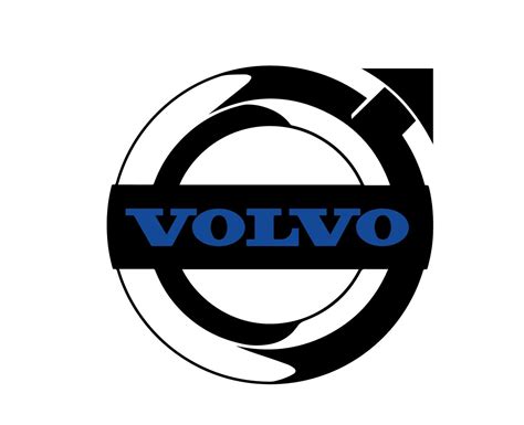 Volvo Brand Logo Car Symbol Black With Name Blue Design Swedish