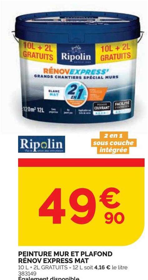 Promo Peinture Mur Et Plafond Rénov Express Mat Ripolin chez WELDOM