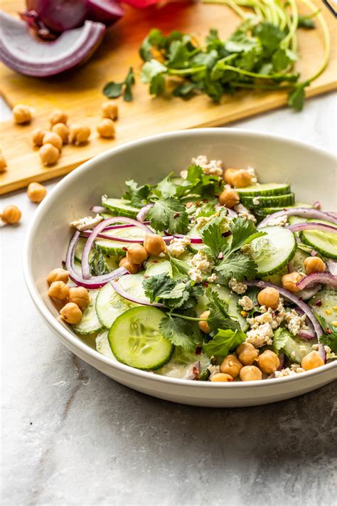 Easy Cucumber Chickpea Salad With Lime Dressing Recipe VEEG