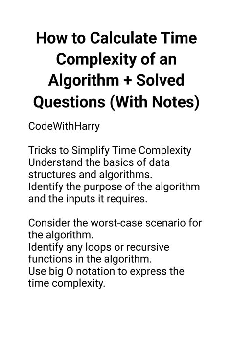 Solution How To Calculate Time Complexity Of An Algorithm Solved