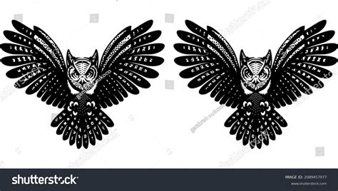 Vector Image Flying Owl Illustration Black Stock Vector Royalty Free