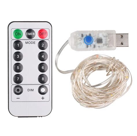 10M 100 LEDs Remote Controlled Fairy Lights String LED USB Powered ...