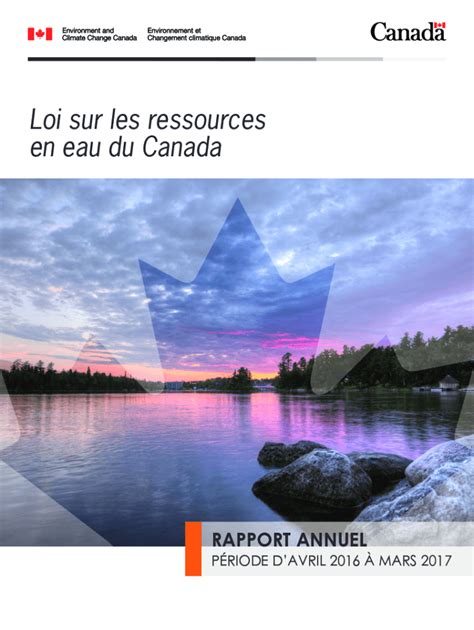 Fillable Online Publications Gc Loi Sur Les Ressources En Eau Du Canada