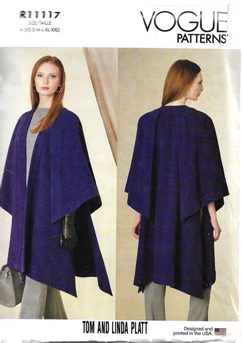 Vogue R11117v1818 Tom And Linda Platt Open Cape Sewing Pattern