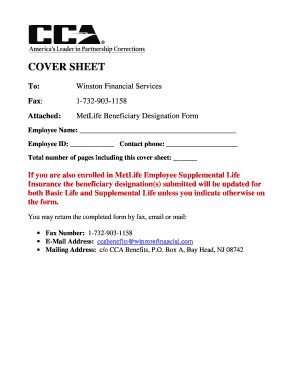 Fillable Online Cover Sheet Myccabenefits Fax Email Print Pdffiller