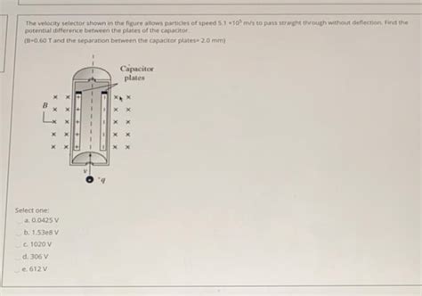 Solved The Velocity Selector Shown In The Figure Allows Chegg