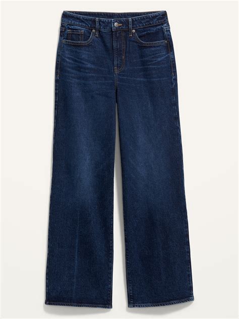 Extra High Waisted Dark Wash Wide Leg Jeans For Women Old Navy