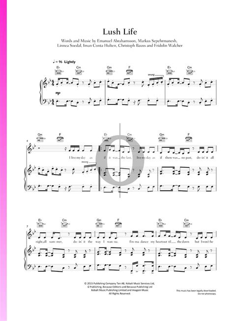 Lush Life Zara Larsson Piano Sheet Music OKTAV