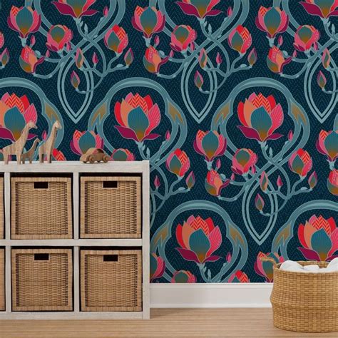 Magnolia Art Nouveau Big Scale Home Wallpaper Home Wallpaper