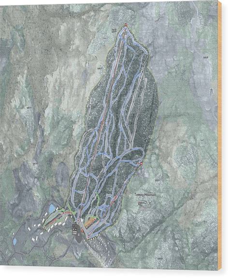 Tenney Mountain Ski Trail Map - Wood Print | Powderaddicts