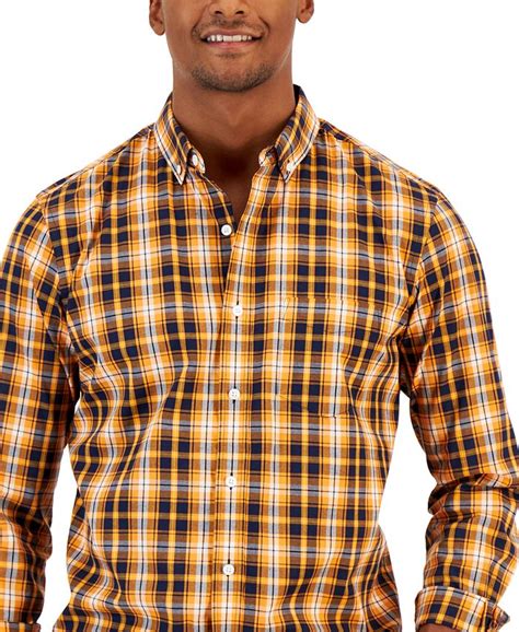 Club Room Mens Pascal Classic Fit Plaid Button Down Shirt Created For